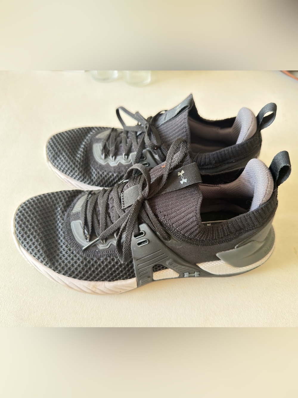 Under Armour Men’s Black Athletic Knit Sneakers with White Midsole